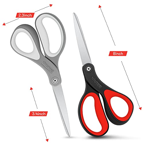 Scissors, Niutop 8" All Purpose Scissors Heavy Duty Ergonomic Comfort Grip Craft Shears