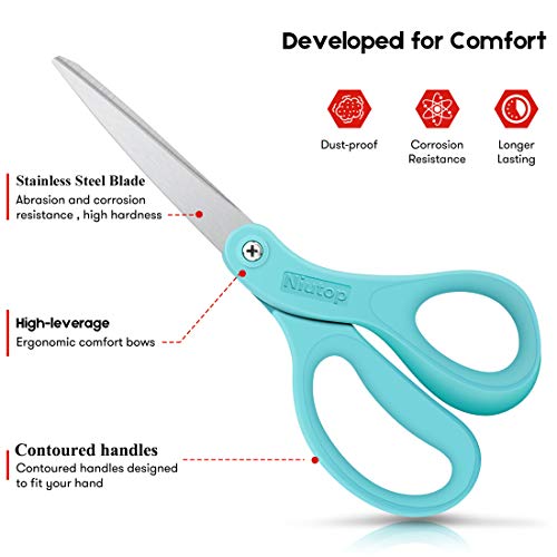 Scissors, Niutop 8" All Purpose Scissors Heavy Duty Ergonomic Comfort Grip Craft Shears