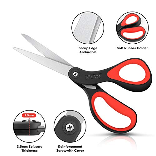 Scissors, Niutop 8" All Purpose Scissors Heavy Duty Ergonomic Comfort Grip Craft Shears