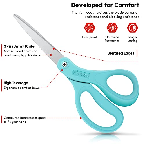 Scissors, Niutop 8" All Purpose Scissors Heavy Duty Ergonomic Comfort Grip Craft Shears