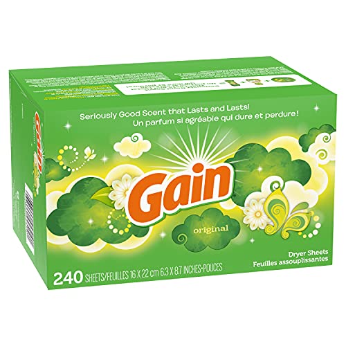 Gain Dryer Sheets Laundry Fabric Softener, Original Scent, 240 Count