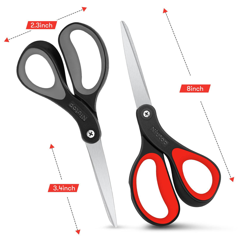 Scissors, Niutop 8" All Purpose Scissors Heavy Duty Ergonomic Comfort Grip Craft Shears