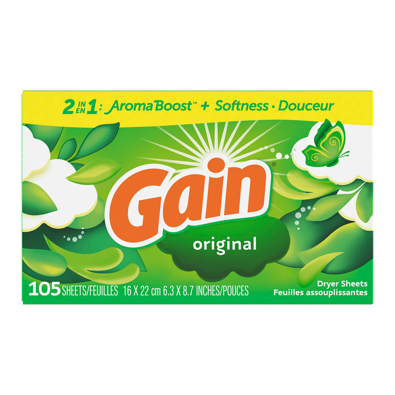 Gain Dryer Sheets Laundry Fabric Softener, Original Scent, 240 Count